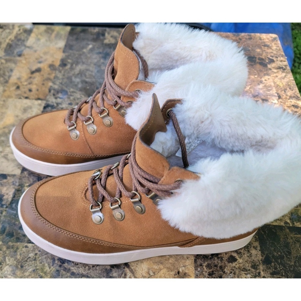 Koolaburra by UGG Womens 7 Chestnut Faux Fur Lace Up Sneaker Boots 1114733
